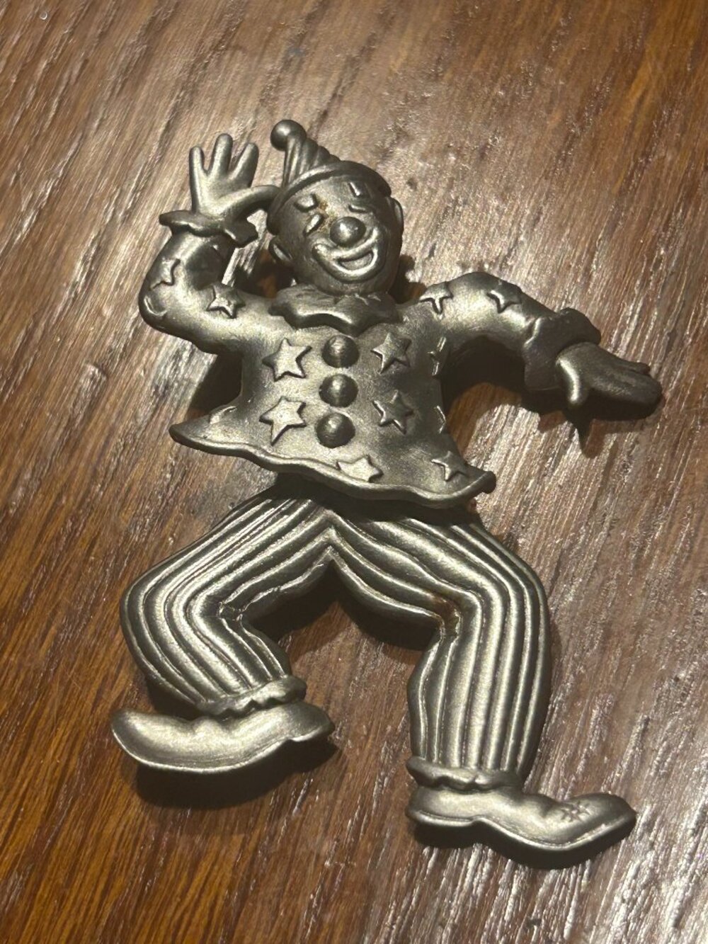 Vintage Silver Color Moving Clown Pin